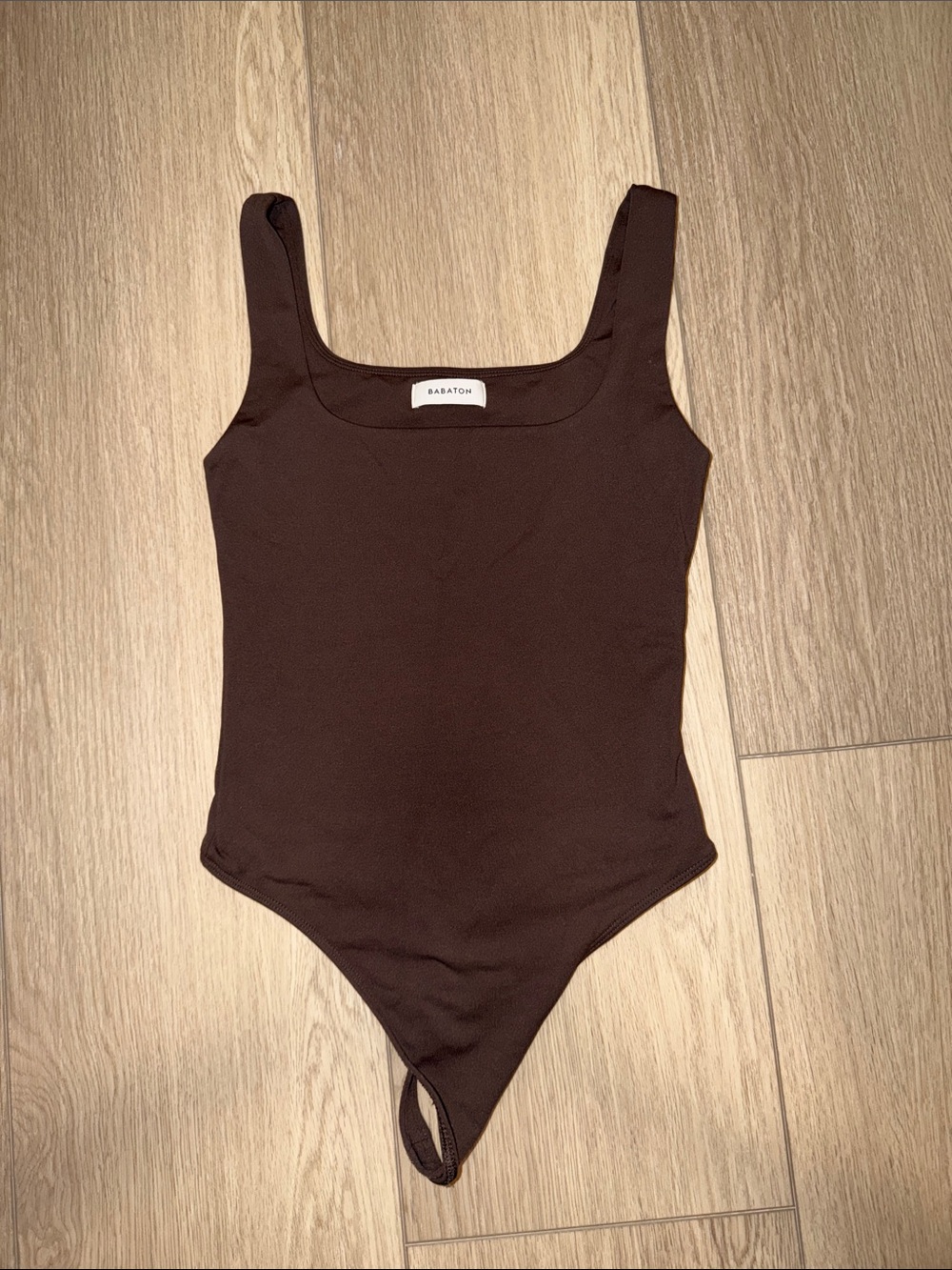 Babaton Brown Square Neck One-Piece Bodysuit